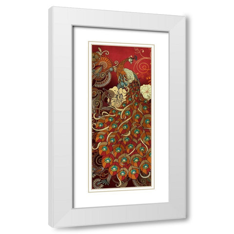 Peacock I White Modern Wood Framed Art Print with Double Matting by Knutsen, Conrad