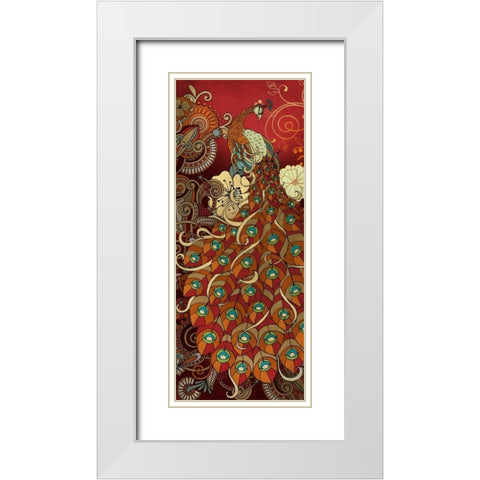 Peacock I White Modern Wood Framed Art Print with Double Matting by Knutsen, Conrad