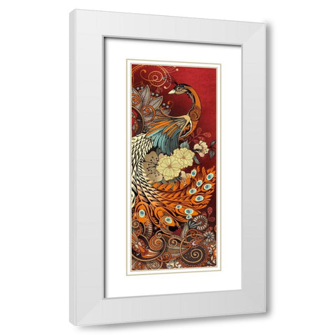 Peacock II White Modern Wood Framed Art Print with Double Matting by Knutsen, Conrad