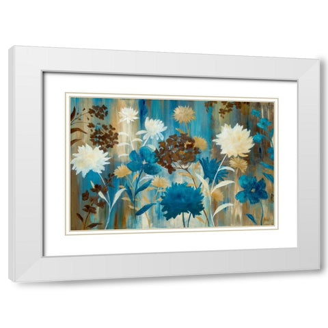 Blue Jean Garden White Modern Wood Framed Art Print with Double Matting by Nan