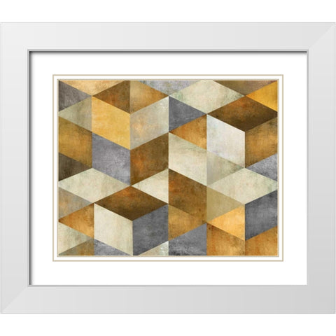 Cubist Light White Modern Wood Framed Art Print with Double Matting by Knutsen, Conrad