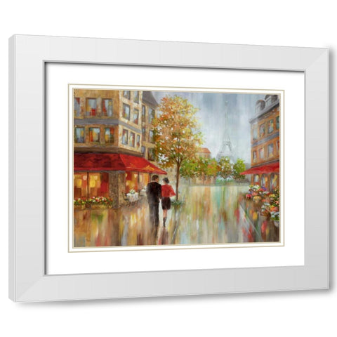 Romantic Promenade II White Modern Wood Framed Art Print with Double Matting by Nan