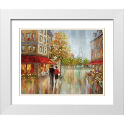 Romantic Promenade II White Modern Wood Framed Art Print with Double Matting by Nan