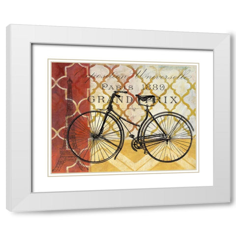 Cyclisme I White Modern Wood Framed Art Print with Double Matting by Nan