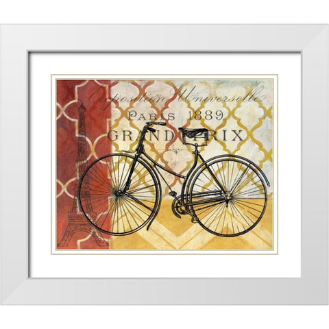 Cyclisme I White Modern Wood Framed Art Print with Double Matting by Nan