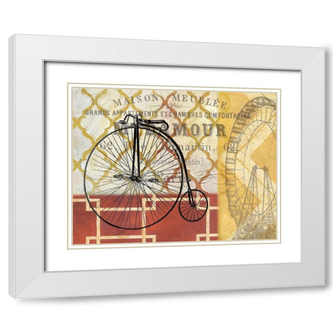 Cyclisme II White Modern Wood Framed Art Print with Double Matting by Nan