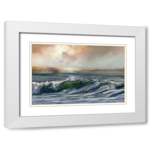 Wave White Modern Wood Framed Art Print with Double Matting by Calascibetta, Mike