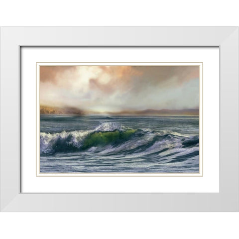Wave White Modern Wood Framed Art Print with Double Matting by Calascibetta, Mike