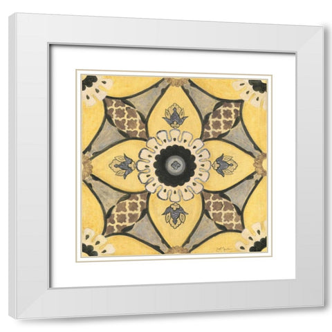 Moroccan Tile White Modern Wood Framed Art Print with Double Matting by Tava Studios