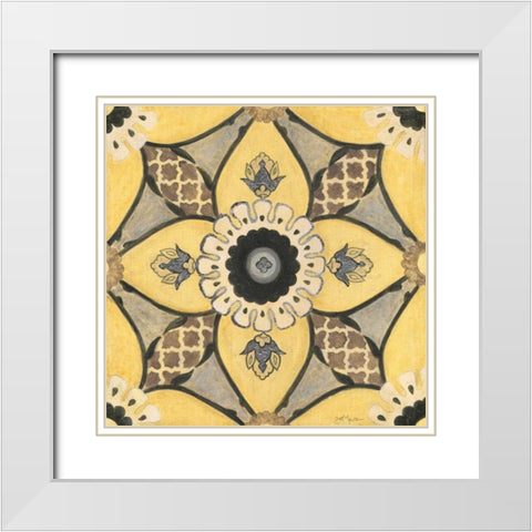 Moroccan Tile White Modern Wood Framed Art Print with Double Matting by Tava Studios