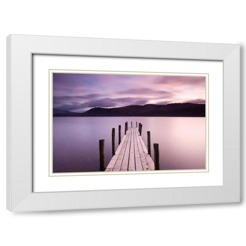 Brandlehow Bay Jetty-Derwenter White Modern Wood Framed Art Print with Double Matting by Delimont, Danita