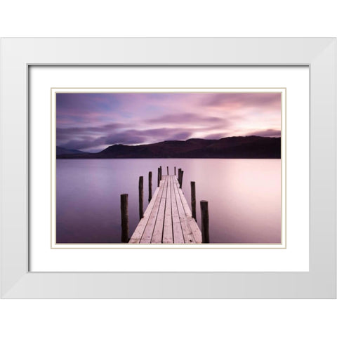 Brandlehow Bay Jetty-Derwenter White Modern Wood Framed Art Print with Double Matting by Delimont, Danita