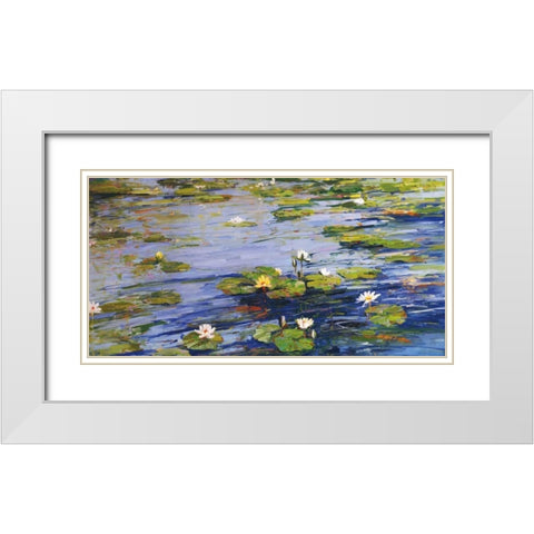 Water Lillies White Modern Wood Framed Art Print with Double Matting by Swatland, Sally