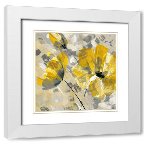 Buttercup II White Modern Wood Framed Art Print with Double Matting by Craven, Katrina