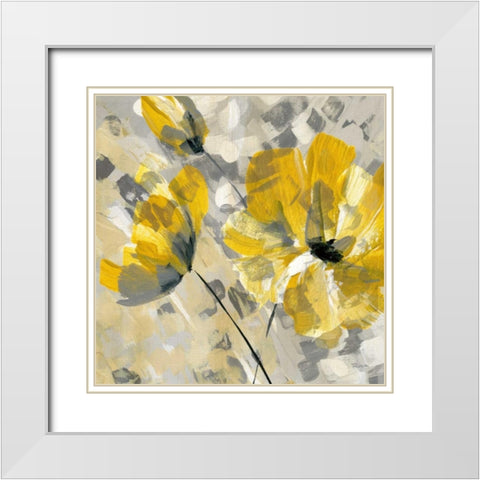 Buttercup II White Modern Wood Framed Art Print with Double Matting by Craven, Katrina