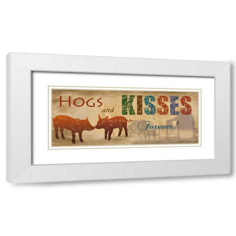 Hogs and Kisses White Modern Wood Framed Art Print with Double Matting by Nan