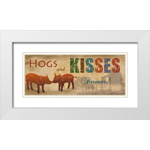 Hogs and Kisses White Modern Wood Framed Art Print with Double Matting by Nan