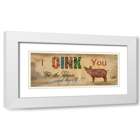Oink White Modern Wood Framed Art Print with Double Matting by Nan
