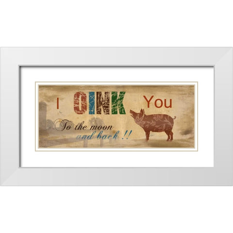 Oink White Modern Wood Framed Art Print with Double Matting by Nan