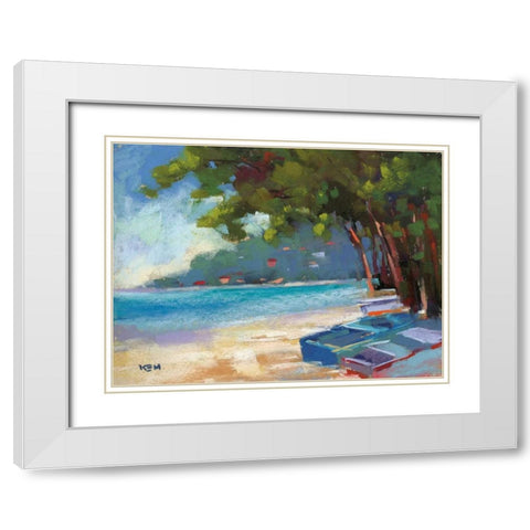 Beachside White Modern Wood Framed Art Print with Double Matting by Margulis, Karen