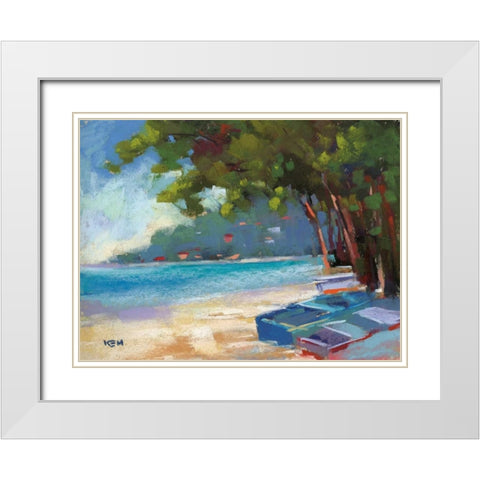 Beachside White Modern Wood Framed Art Print with Double Matting by Margulis, Karen