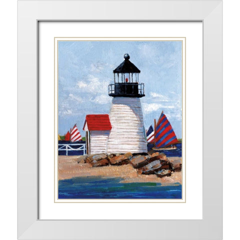 Edgartown Lighthouse White Modern Wood Framed Art Print with Double Matting by Swatland, Sally