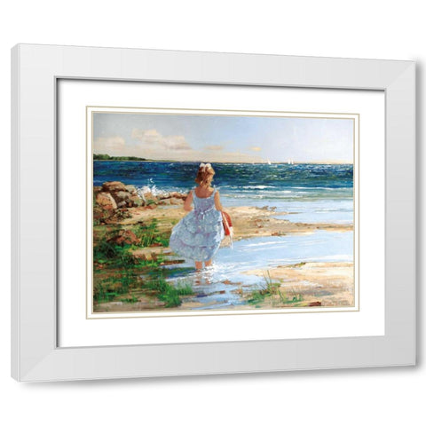 Summer Regatta White Modern Wood Framed Art Print with Double Matting by Swatland, Sally