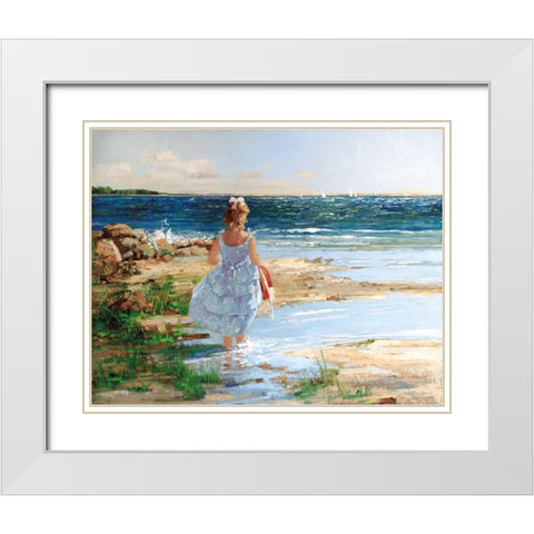 Summer Regatta White Modern Wood Framed Art Print with Double Matting by Swatland, Sally