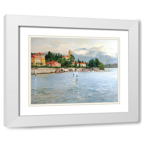 Lake Como White Modern Wood Framed Art Print with Double Matting by Swatland, Sally