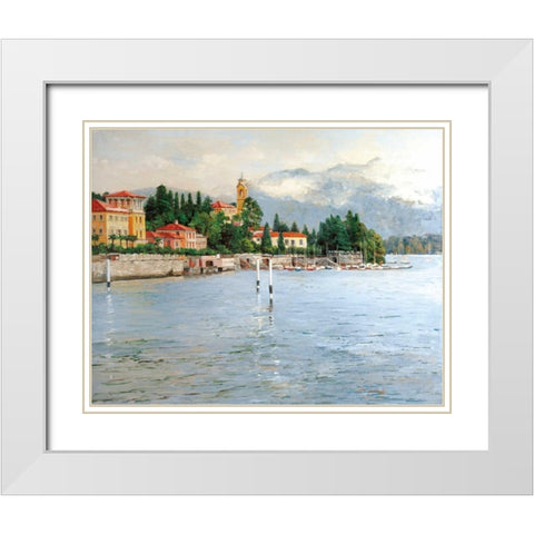 Lake Como White Modern Wood Framed Art Print with Double Matting by Swatland, Sally