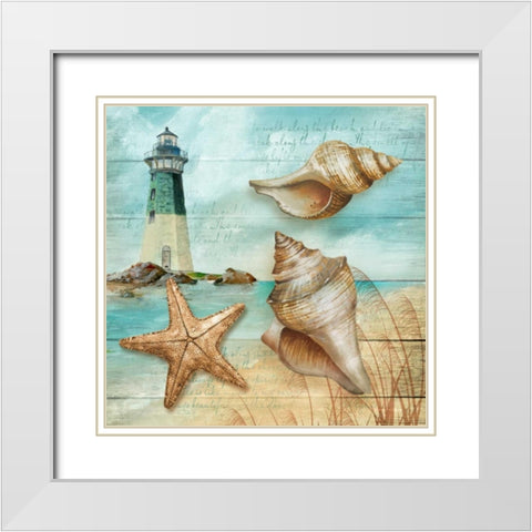 Shore White Modern Wood Framed Art Print with Double Matting by Knutsen, Conrad