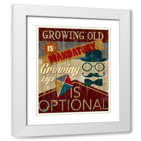 Growing up is Optional White Modern Wood Framed Art Print with Double Matting by Knutsen, Conrad