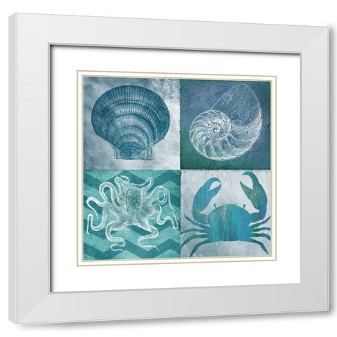 Nautical Quad I White Modern Wood Framed Art Print with Double Matting by Knutsen, Conrad