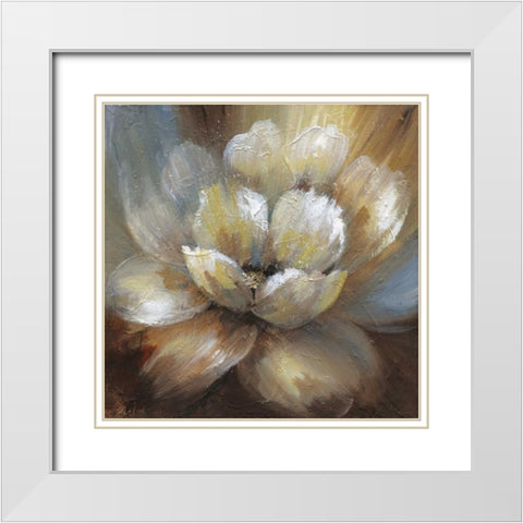 Blooming I White Modern Wood Framed Art Print with Double Matting by Nan