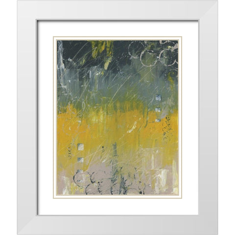 Yellow Abstract I White Modern Wood Framed Art Print with Double Matting by Coopersmith, Justin