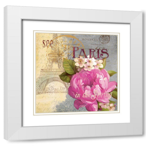 Paris in the Spring I White Modern Wood Framed Art Print with Double Matting by Robinson, Carol