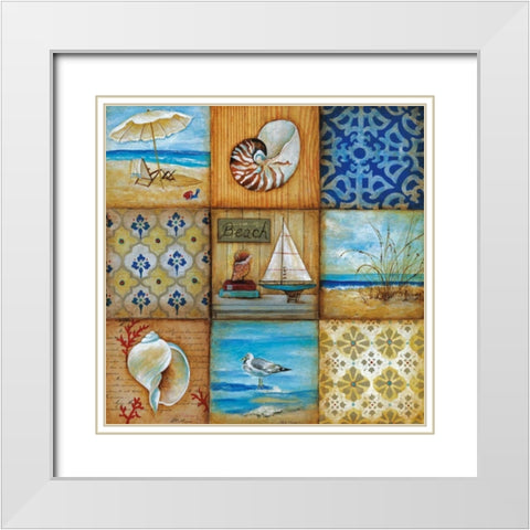 Beach Scenes White Modern Wood Framed Art Print with Double Matting by Tava Studios
