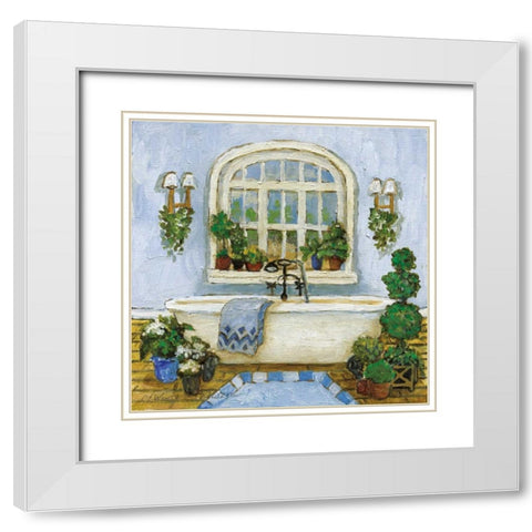 Pampered Bath II White Modern Wood Framed Art Print with Double Matting by Olson, Charlene