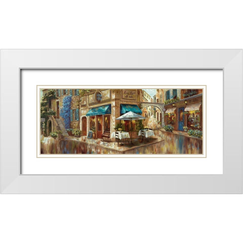 La Cafe de Rue White Modern Wood Framed Art Print with Double Matting by Nan