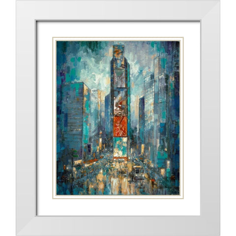 City of Lights White Modern Wood Framed Art Print with Double Matting by Manning, Ruane
