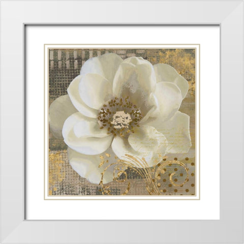 White Poppy Shimmer I White Modern Wood Framed Art Print with Double Matting by Nan