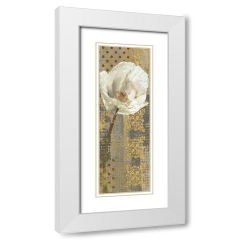 White Poppy Shimmer I-Resized White Modern Wood Framed Art Print with Double Matting by Nan