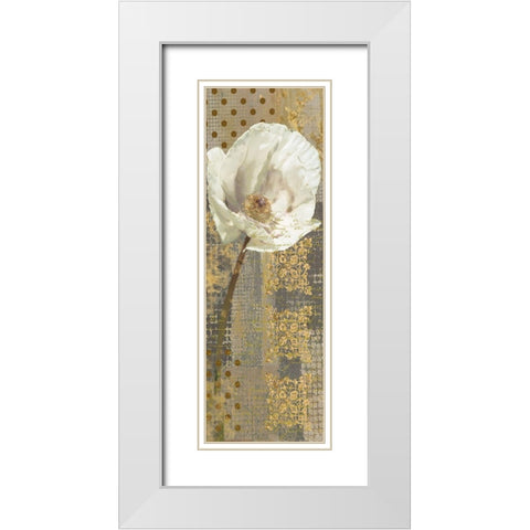White Poppy Shimmer I-Resized White Modern Wood Framed Art Print with Double Matting by Nan