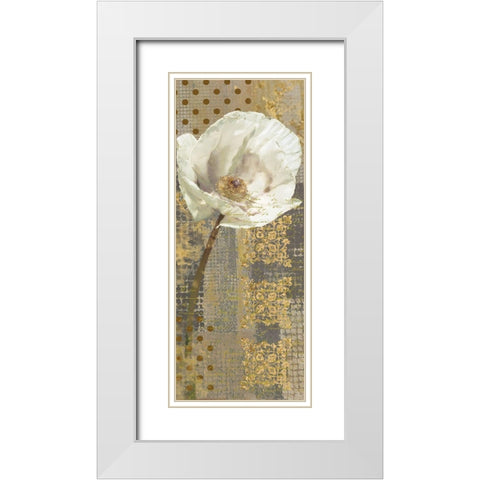 White Poppy Shimmer I White Modern Wood Framed Art Print with Double Matting by Nan