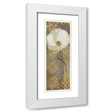 White Poppy Shimmer II-Resized White Modern Wood Framed Art Print with Double Matting by Nan