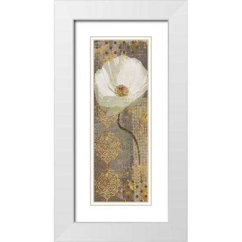 White Poppy Shimmer II-Resized White Modern Wood Framed Art Print with Double Matting by Nan