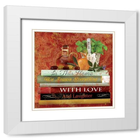 Cookbooks I White Modern Wood Framed Art Print with Double Matting by Robinson, Carol