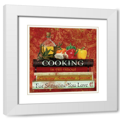 Cookbooks II White Modern Wood Framed Art Print with Double Matting by Robinson, Carol
