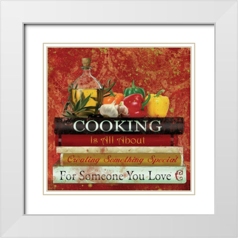 Cookbooks II White Modern Wood Framed Art Print with Double Matting by Robinson, Carol