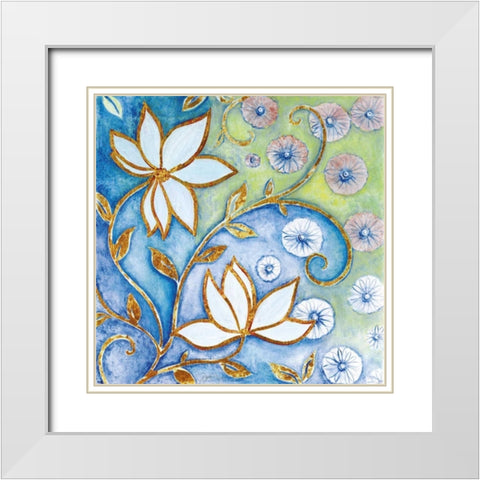 Garden Fantasy I White Modern Wood Framed Art Print with Double Matting by Tava Studios